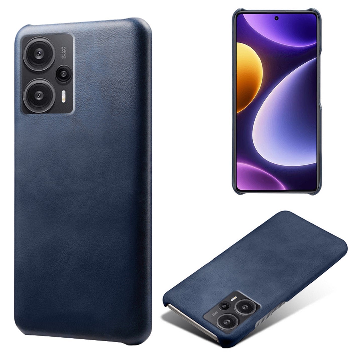 For Xiaomi Redmi Note 12 Turbo / Poco F5 5G PU Leather Coated PC Phone Case Calf Texture Anti-drop Cover