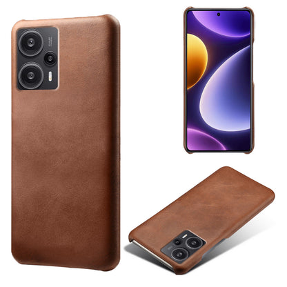 For Xiaomi Redmi Note 12 Turbo / Poco F5 5G PU Leather Coated PC Phone Case Calf Texture Anti-drop Cover