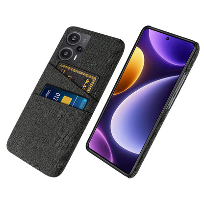 For Xiaomi Redmi Note 12 Turbo / Poco F5 5G Phone Case Hard PC + Cloth Dual Card Slots Cover