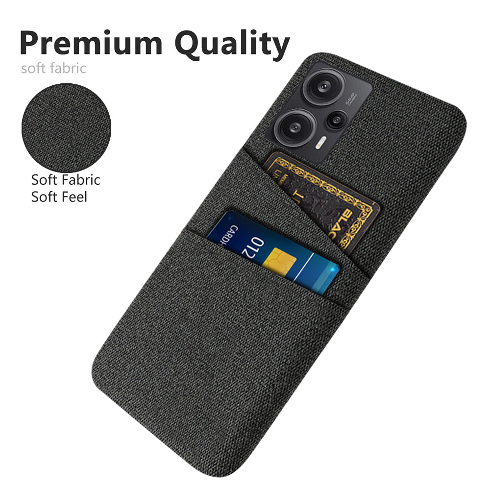 For Xiaomi Redmi Note 12 Turbo / Poco F5 5G Phone Case Hard PC + Cloth Dual Card Slots Cover