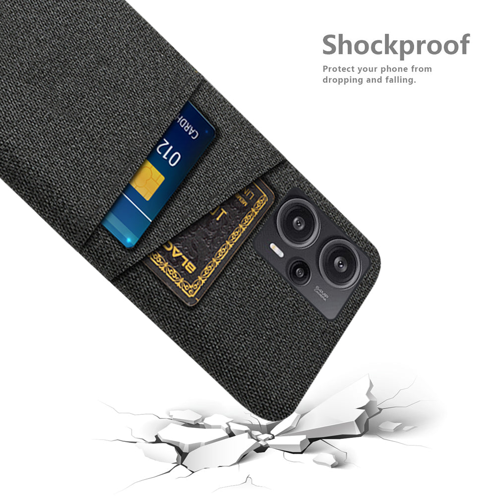 For Xiaomi Redmi Note 12 Turbo / Poco F5 5G Phone Case Hard PC + Cloth Dual Card Slots Cover