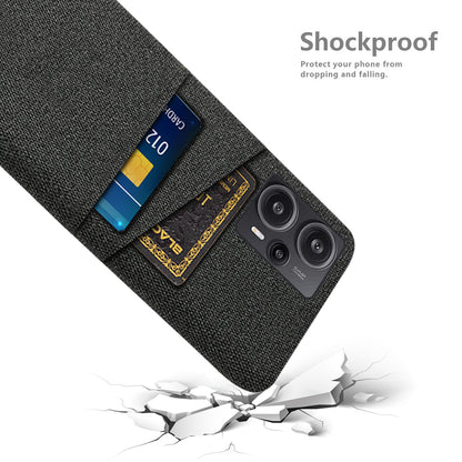 For Xiaomi Redmi Note 12 Turbo / Poco F5 5G Phone Case Hard PC + Cloth Dual Card Slots Cover