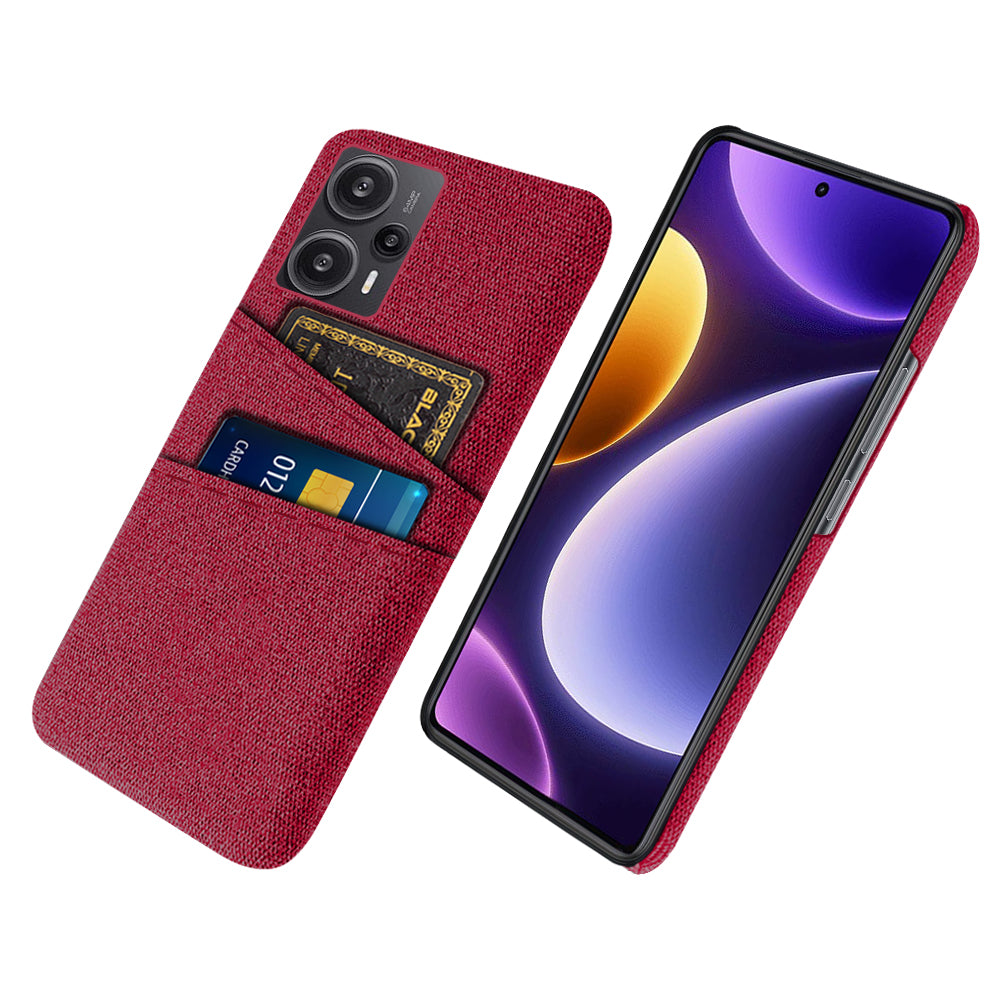 For Xiaomi Redmi Note 12 Turbo / Poco F5 5G Phone Case Hard PC + Cloth Dual Card Slots Cover
