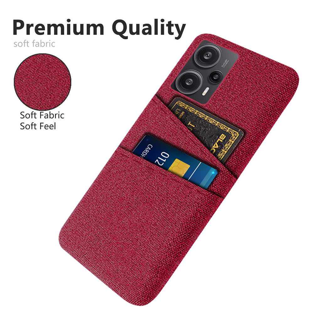 For Xiaomi Redmi Note 12 Turbo / Poco F5 5G Phone Case Hard PC + Cloth Dual Card Slots Cover