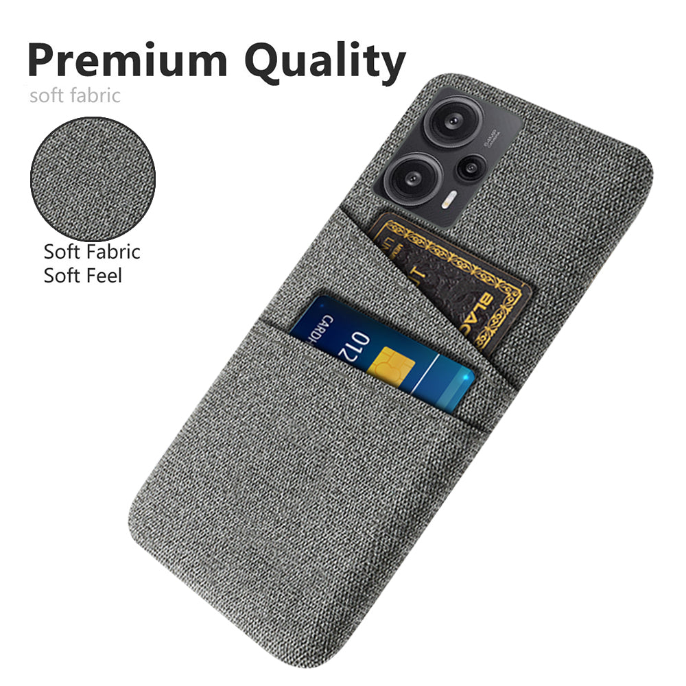 For Xiaomi Redmi Note 12 Turbo / Poco F5 5G Phone Case Hard PC + Cloth Dual Card Slots Cover