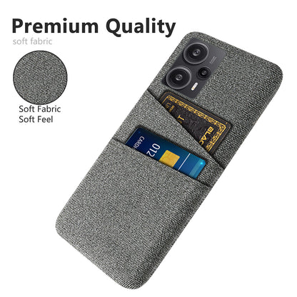For Xiaomi Redmi Note 12 Turbo / Poco F5 5G Phone Case Hard PC + Cloth Dual Card Slots Cover
