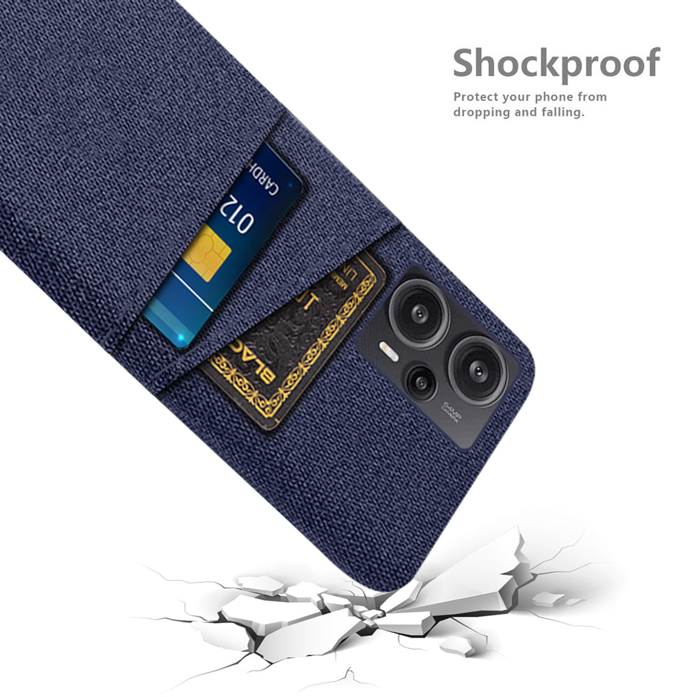 For Xiaomi Redmi Note 12 Turbo / Poco F5 5G Phone Case Hard PC + Cloth Dual Card Slots Cover