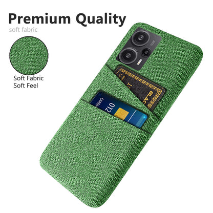 For Xiaomi Redmi Note 12 Turbo / Poco F5 5G Phone Case Hard PC + Cloth Dual Card Slots Cover
