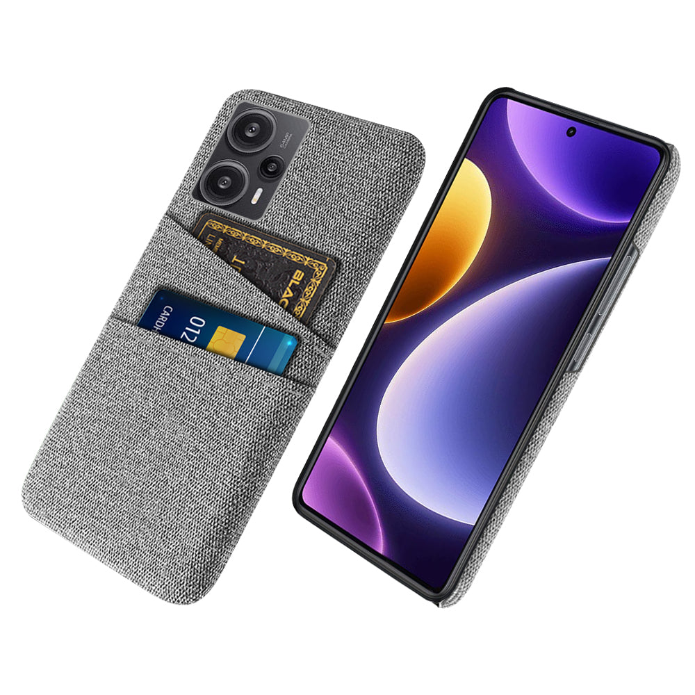 For Xiaomi Redmi Note 12 Turbo / Poco F5 5G Phone Case Hard PC + Cloth Dual Card Slots Cover