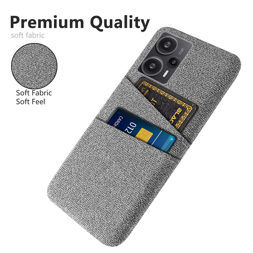 For Xiaomi Redmi Note 12 Turbo / Poco F5 5G Phone Case Hard PC + Cloth Dual Card Slots Cover