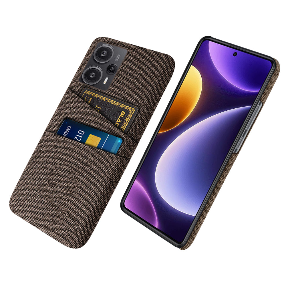 For Xiaomi Redmi Note 12 Turbo / Poco F5 5G Phone Case Hard PC + Cloth Dual Card Slots Cover
