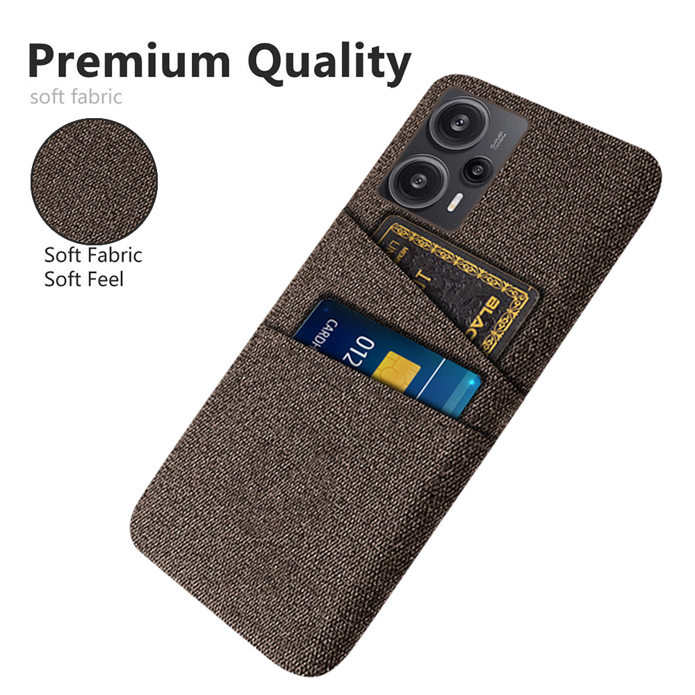 For Xiaomi Redmi Note 12 Turbo / Poco F5 5G Phone Case Hard PC + Cloth Dual Card Slots Cover