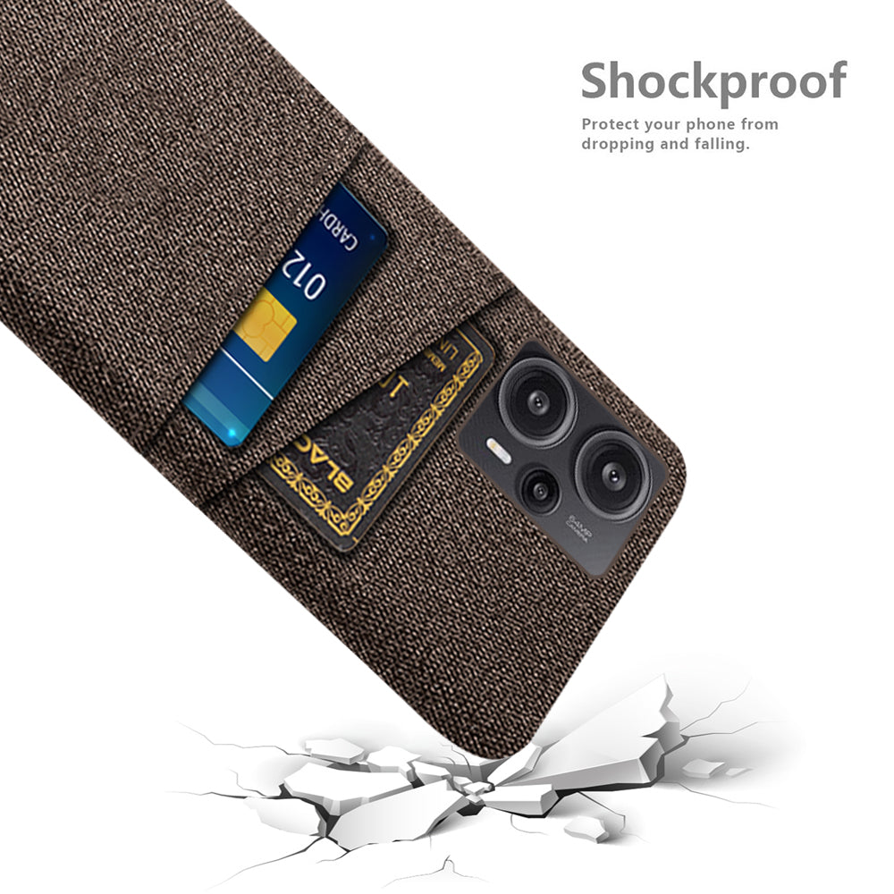 For Xiaomi Redmi Note 12 Turbo / Poco F5 5G Phone Case Hard PC + Cloth Dual Card Slots Cover