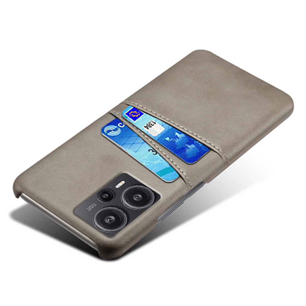 For Xiaomi Redmi Note 12 Turbo / Poco F5 5G Phone Case Dual Card Slots Leather Coated PC Phone Cover