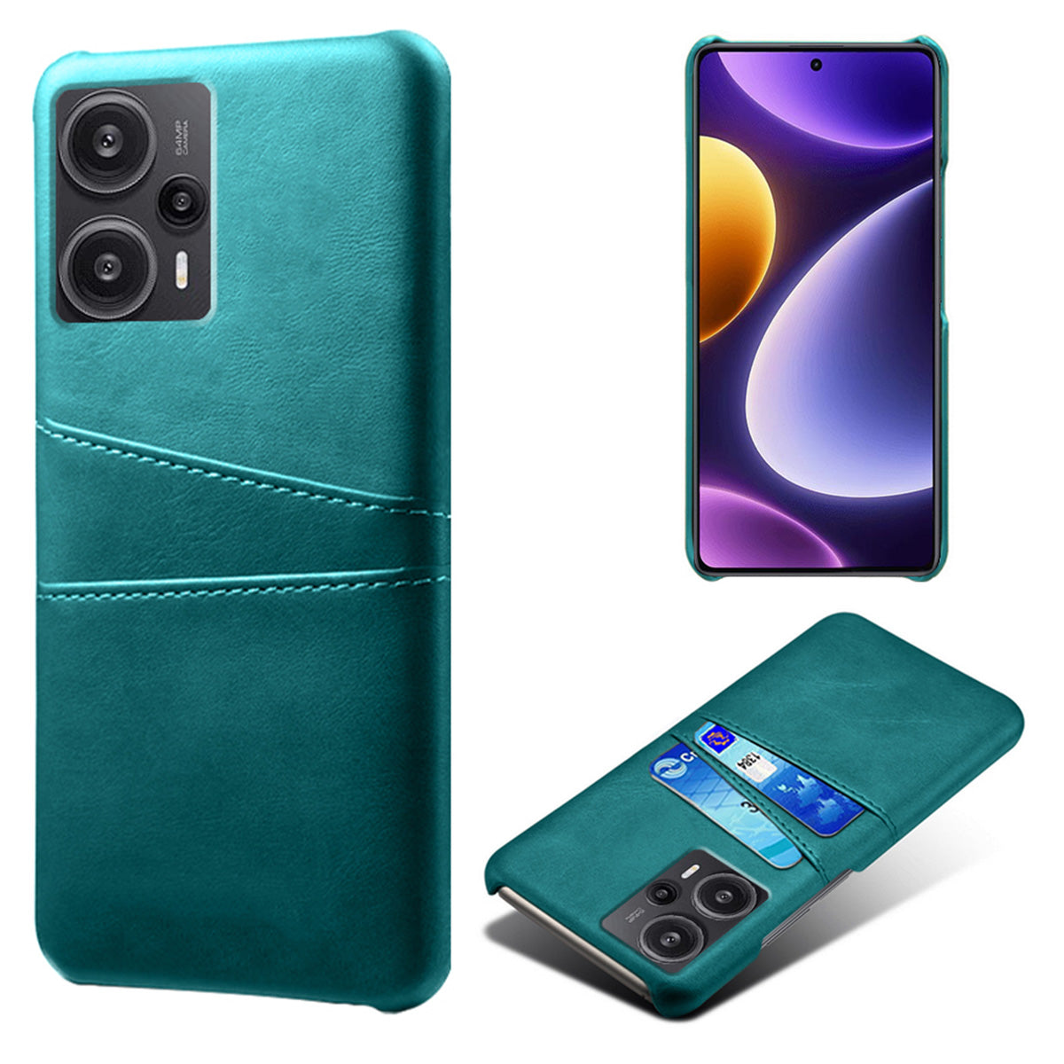 For Xiaomi Redmi Note 12 Turbo / Poco F5 5G Phone Case Dual Card Slots Leather Coated PC Phone Cover