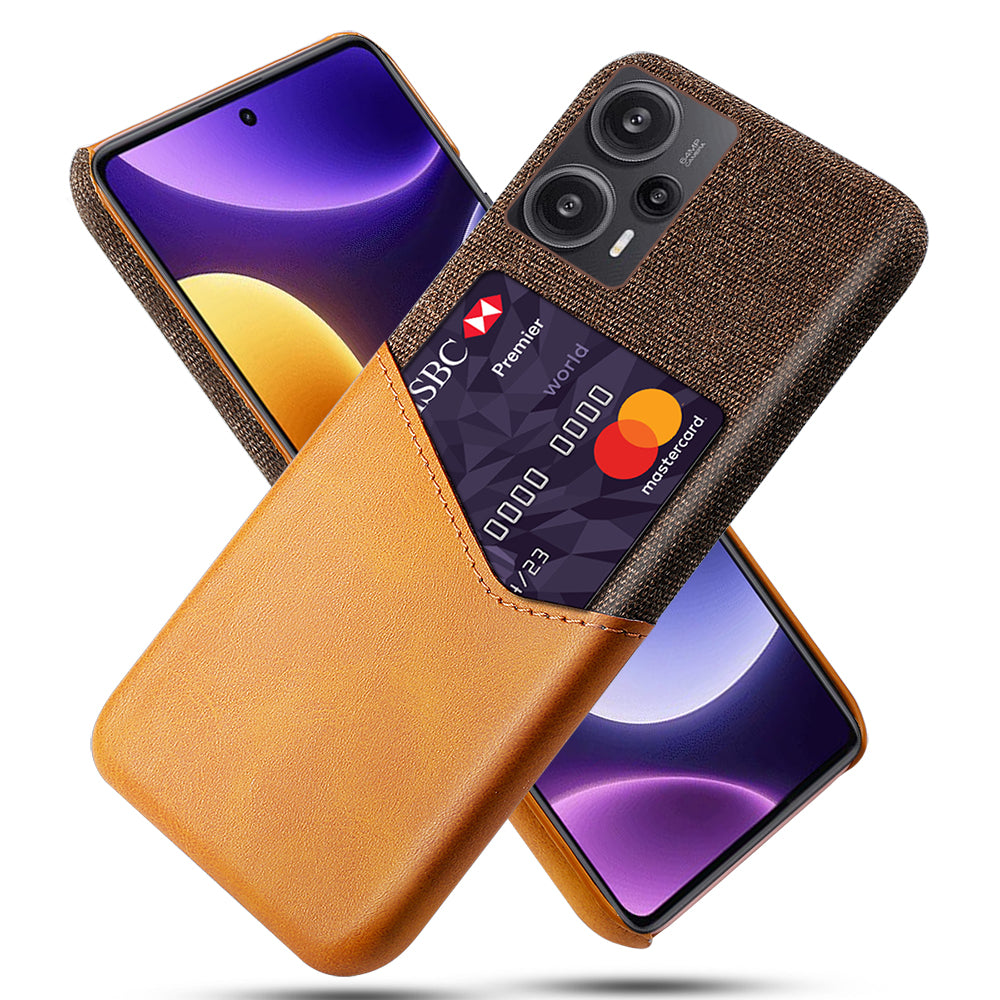 Card Holder Case for Xiaomi Redmi Note 12 Turbo / Poco F5 5G , Cloth Texture Leather Coated PC Phone Cover