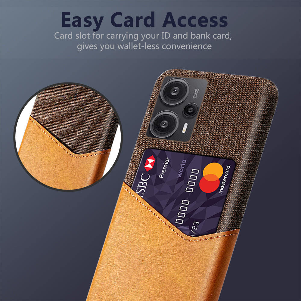 Card Holder Case for Xiaomi Redmi Note 12 Turbo / Poco F5 5G , Cloth Texture Leather Coated PC Phone Cover