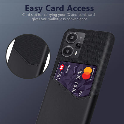 Card Holder Case for Xiaomi Redmi Note 12 Turbo / Poco F5 5G , Cloth Texture Leather Coated PC Phone Cover