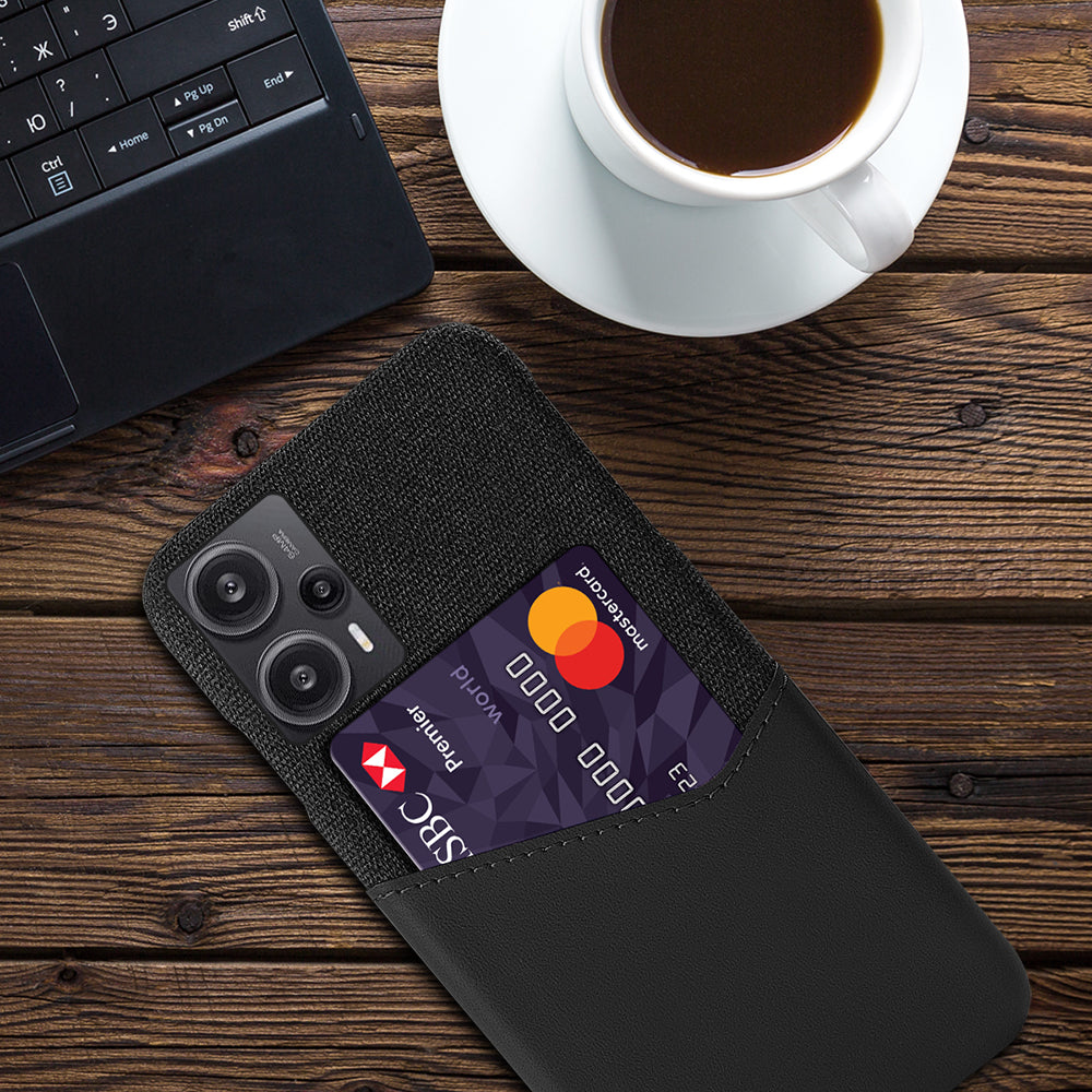 Card Holder Case for Xiaomi Redmi Note 12 Turbo / Poco F5 5G , Cloth Texture Leather Coated PC Phone Cover