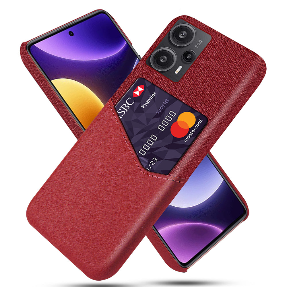 Card Holder Case for Xiaomi Redmi Note 12 Turbo / Poco F5 5G , Cloth Texture Leather Coated PC Phone Cover
