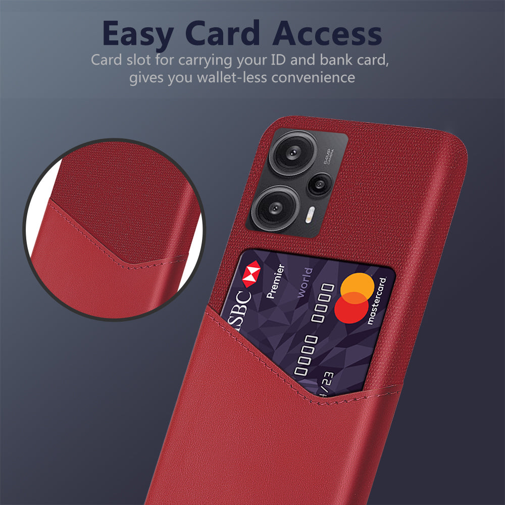 Card Holder Case for Xiaomi Redmi Note 12 Turbo / Poco F5 5G , Cloth Texture Leather Coated PC Phone Cover