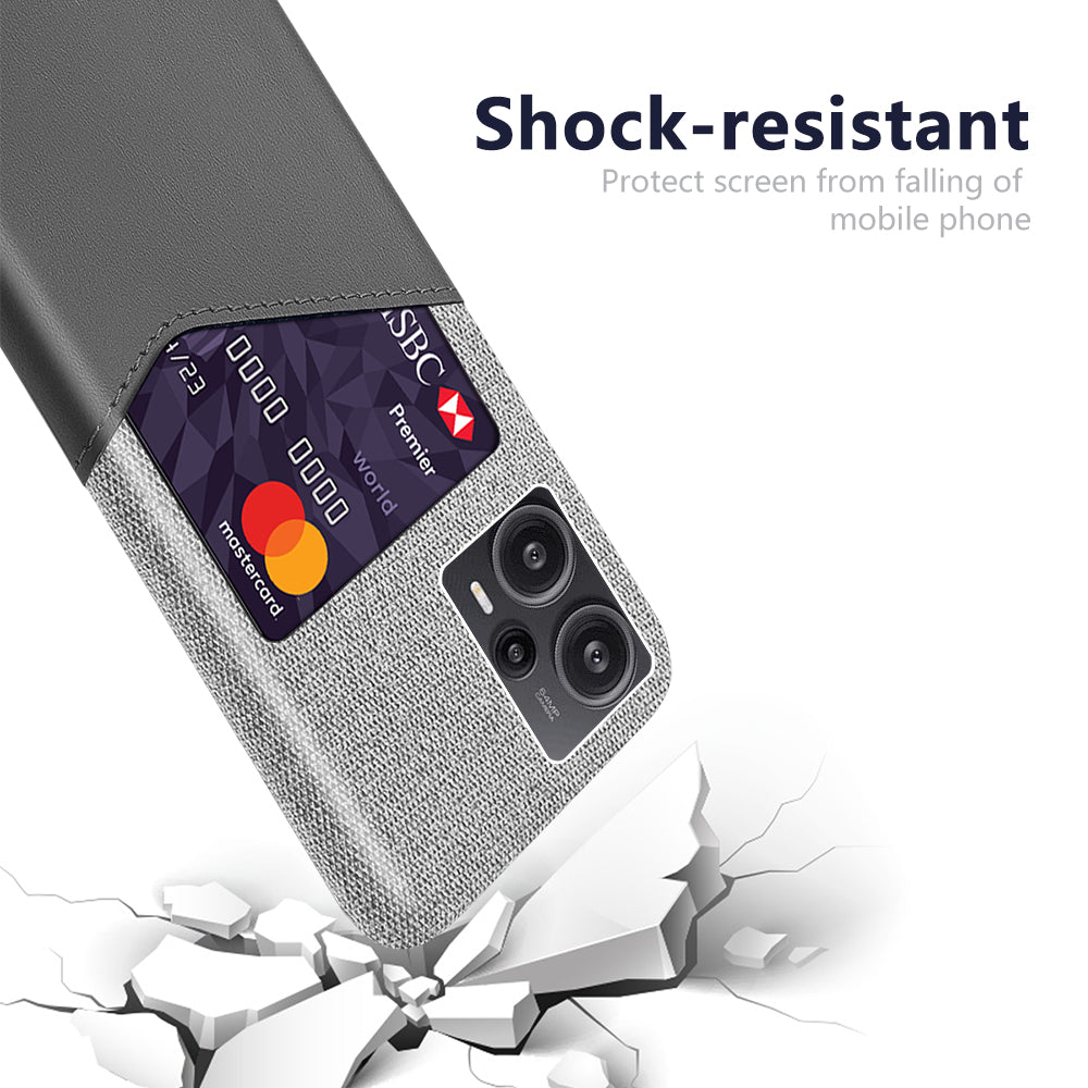 Card Holder Case for Xiaomi Redmi Note 12 Turbo / Poco F5 5G , Cloth Texture Leather Coated PC Phone Cover