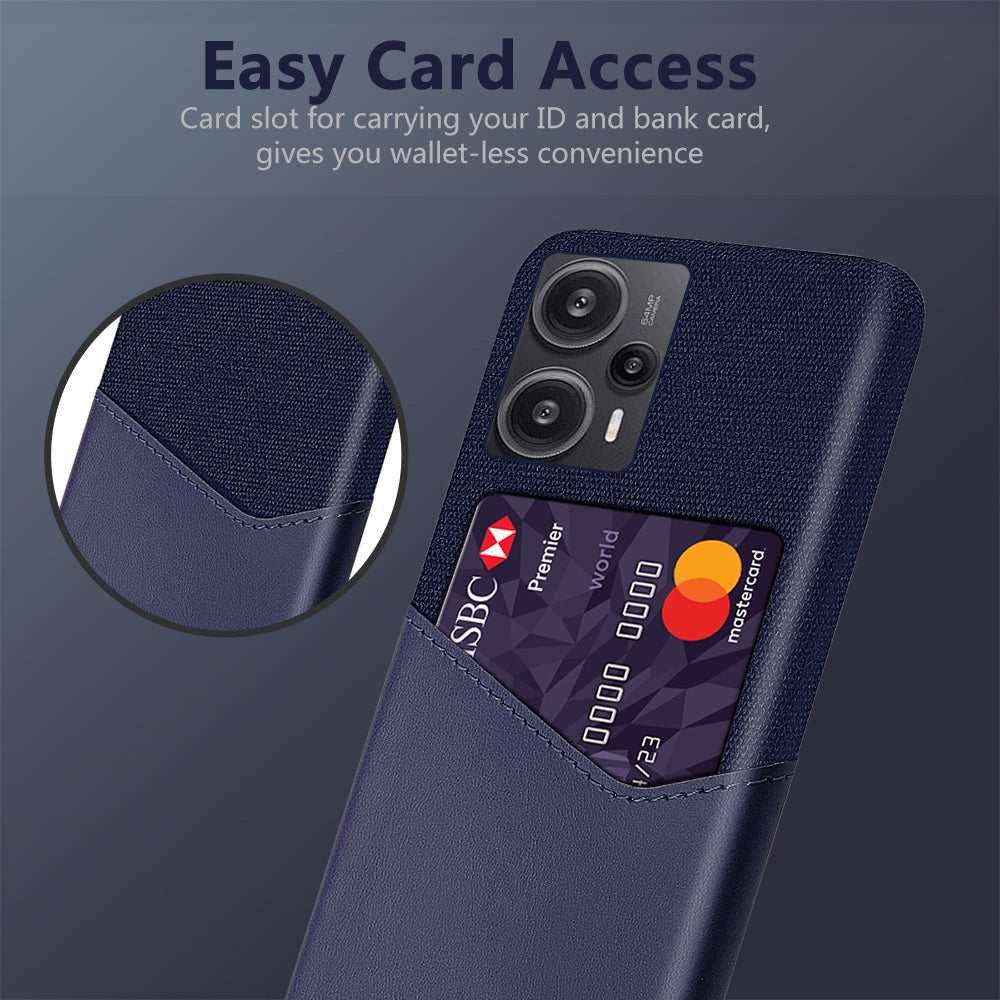 Card Holder Case for Xiaomi Redmi Note 12 Turbo / Poco F5 5G , Cloth Texture Leather Coated PC Phone Cover
