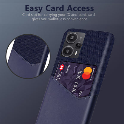 Card Holder Case for Xiaomi Redmi Note 12 Turbo / Poco F5 5G , Cloth Texture Leather Coated PC Phone Cover