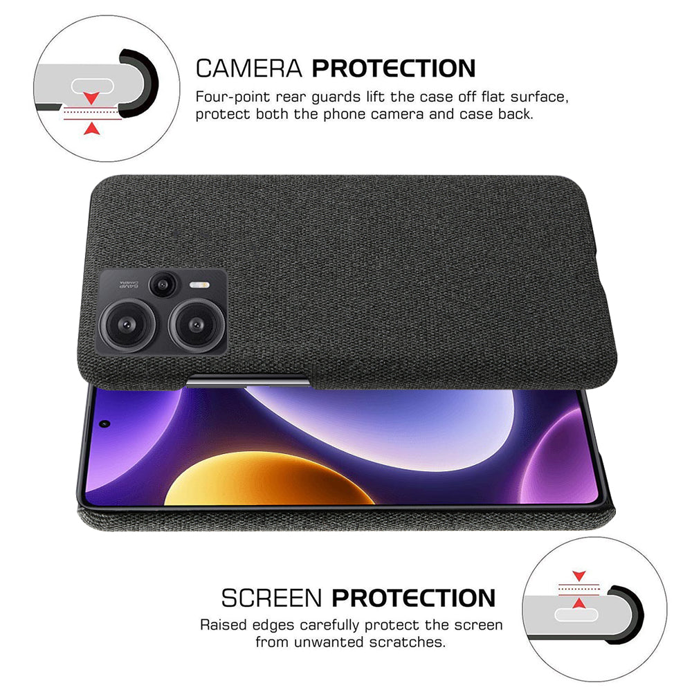 For Xiaomi Redmi Note 12 Turbo / Poco F5 5G Cloth+Hard PC Phone Case Anti-scracth Phone Cover