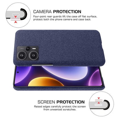 For Xiaomi Redmi Note 12 Turbo / Poco F5 5G Cloth+Hard PC Phone Case Anti-scracth Phone Cover