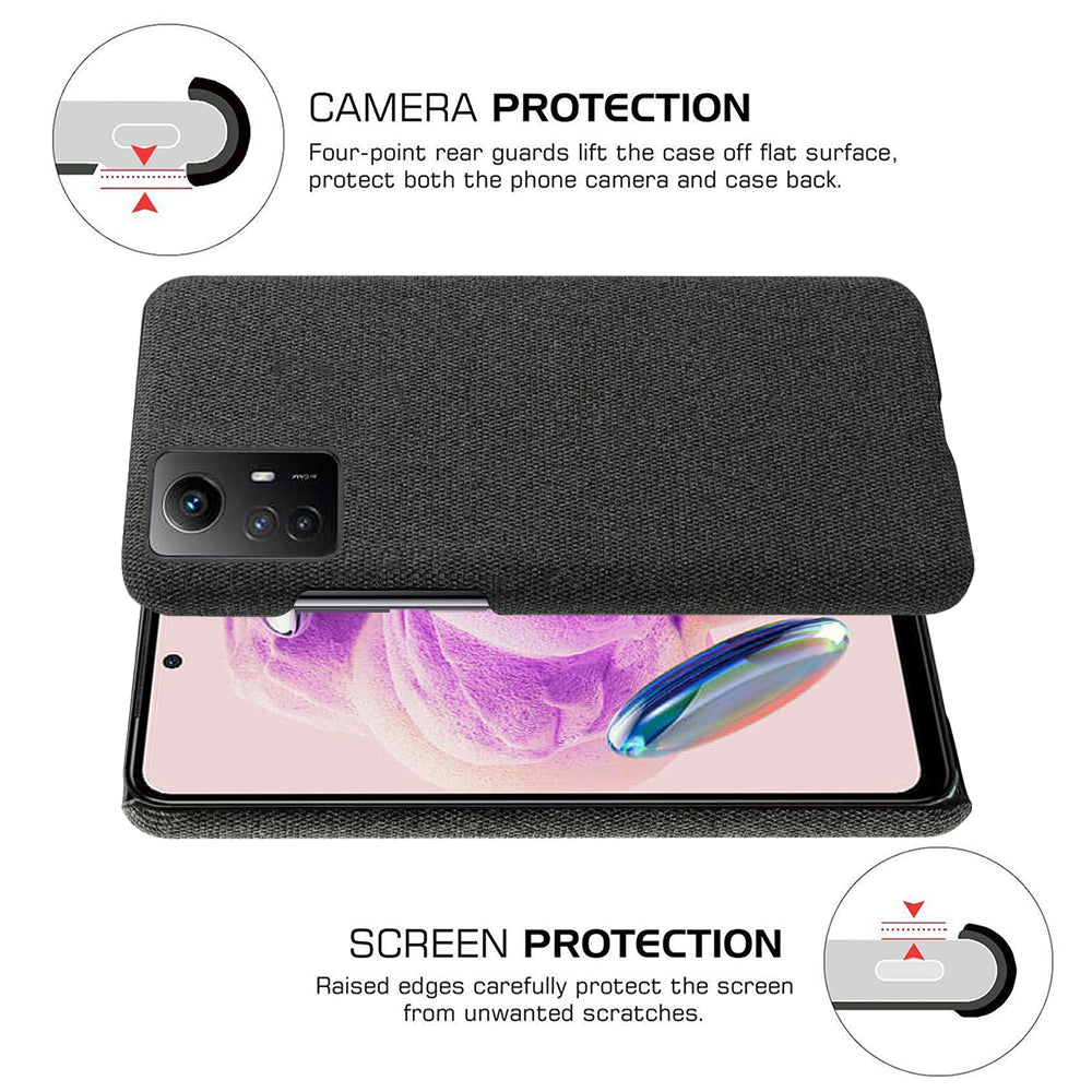 For Xiaomi Redmi Note 12S 4G Cloth+Hard PC Phone Cover Drop-proof Protective Case