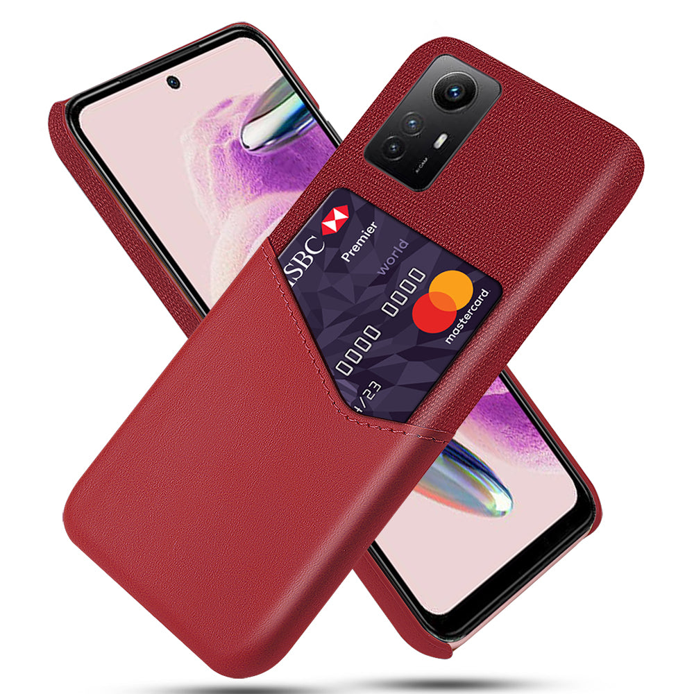 For Xiaomi Redmi Note 12S 4G Card Holder Phone Case Cloth Texture Leather Coated PC Cover