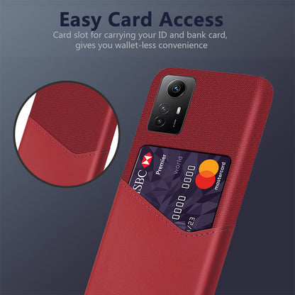 For Xiaomi Redmi Note 12S 4G Card Holder Phone Case Cloth Texture Leather Coated PC Cover