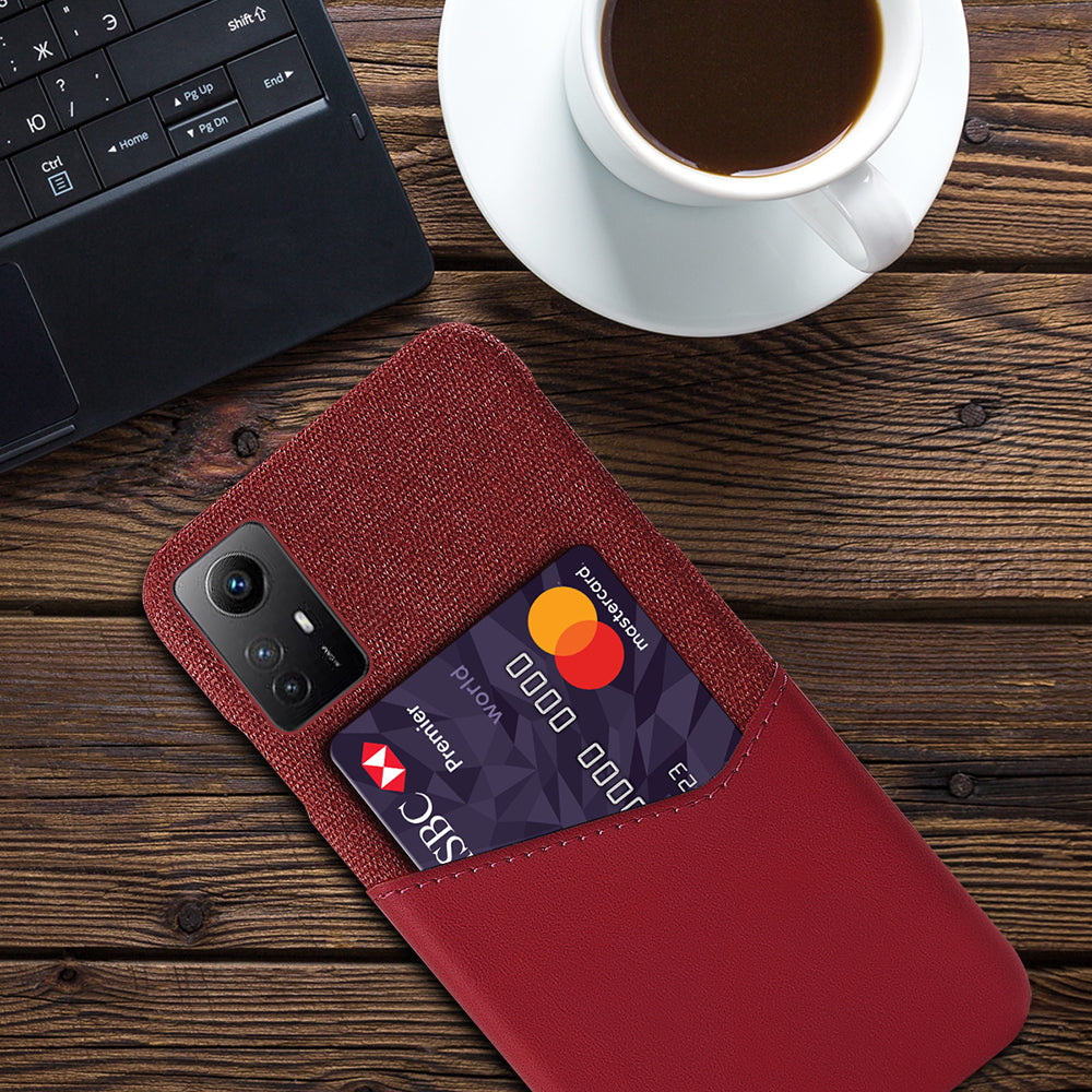 For Xiaomi Redmi Note 12S 4G Card Holder Phone Case Cloth Texture Leather Coated PC Cover