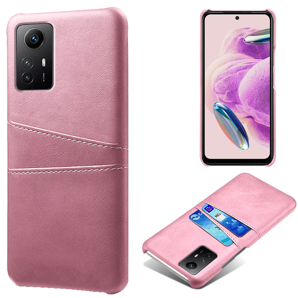 For Xiaomi Redmi Note 12S 4G Protective Phone Case Dual Card Slots PU Leather Coated Hard PC Cover