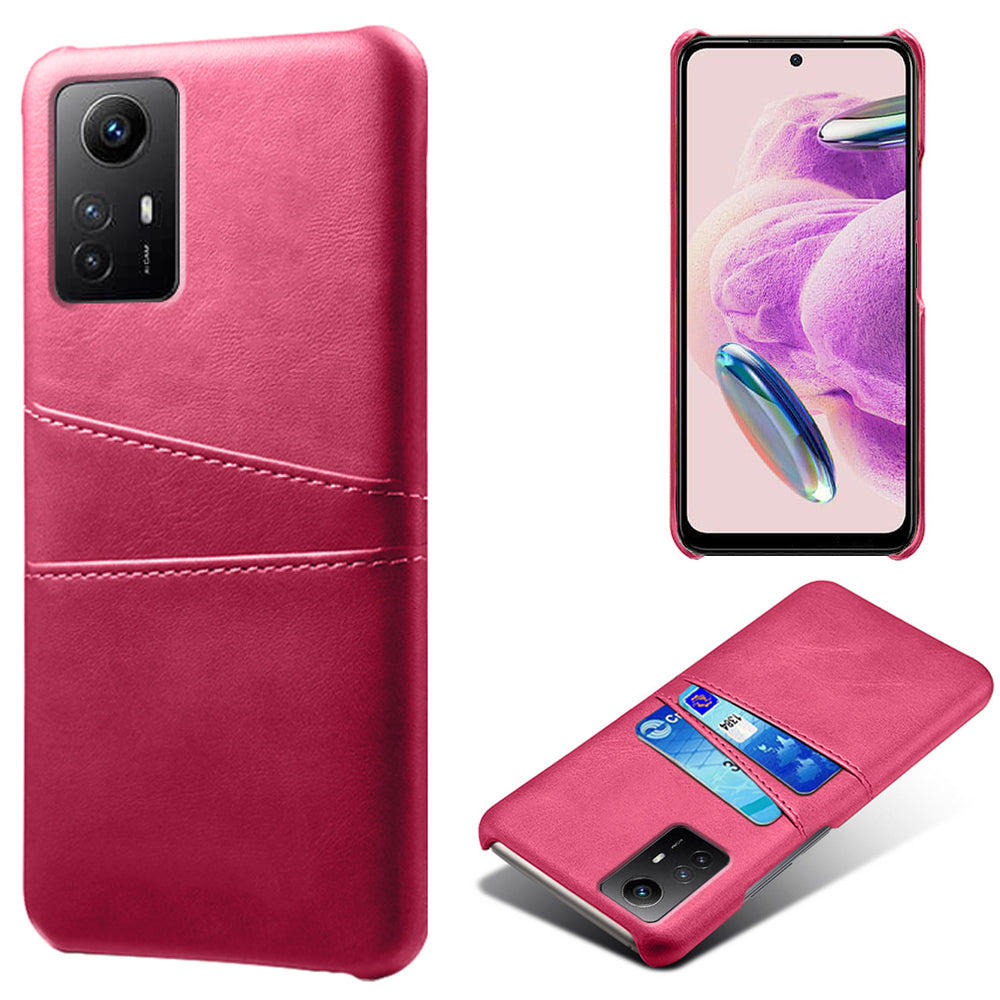 For Xiaomi Redmi Note 12S 4G Protective Phone Case Dual Card Slots PU Leather Coated Hard PC Cover