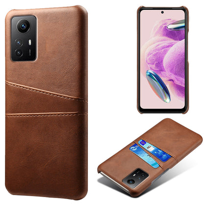 For Xiaomi Redmi Note 12S 4G Protective Phone Case Dual Card Slots PU Leather Coated Hard PC Cover