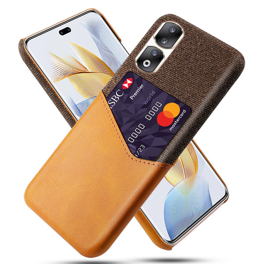 For Honor 90 Pro Card Holder PU Leather Coated PC Case Cloth Texture Protective Phone Cover