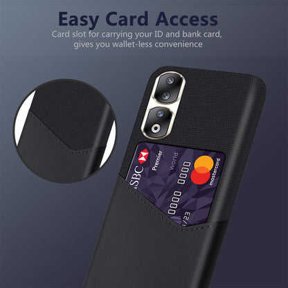 For Honor 90 Pro Card Holder PU Leather Coated PC Case Cloth Texture Protective Phone Cover