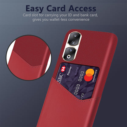 For Honor 90 Pro Card Holder PU Leather Coated PC Case Cloth Texture Protective Phone Cover