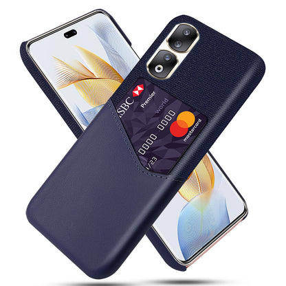 For Honor 90 Pro Card Holder PU Leather Coated PC Case Cloth Texture Protective Phone Cover