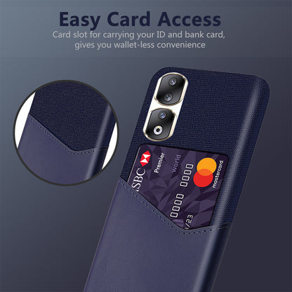 For Honor 90 Pro Card Holder PU Leather Coated PC Case Cloth Texture Protective Phone Cover