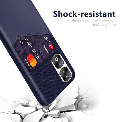 For Honor 90 Pro Card Holder PU Leather Coated PC Case Cloth Texture Protective Phone Cover