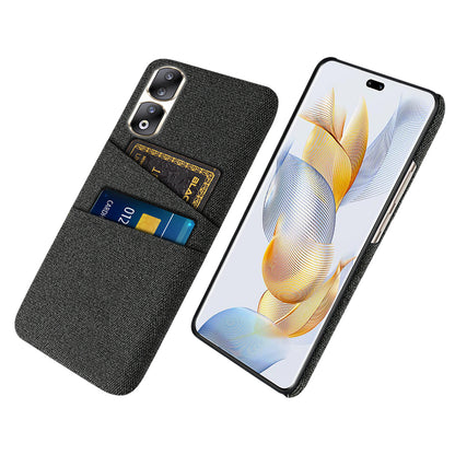 Cloth Texture Phone Cover for Honor 90 Pro , Hard PC + Cloth Protective Case with Dual Card Slots