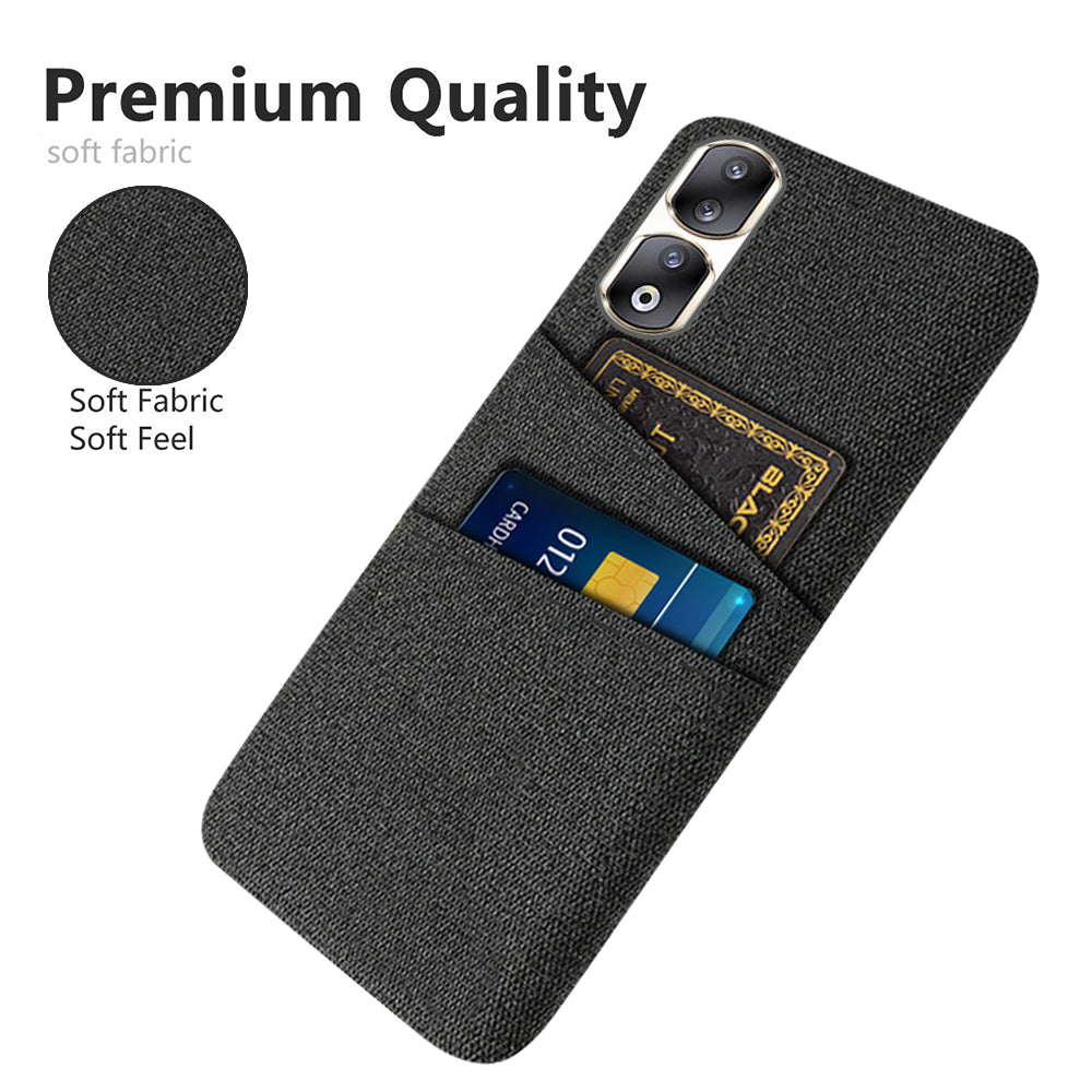 Cloth Texture Phone Cover for Honor 90 Pro , Hard PC + Cloth Protective Case with Dual Card Slots