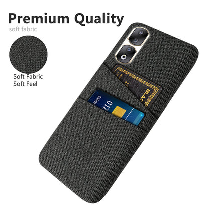 Cloth Texture Phone Cover for Honor 90 Pro , Hard PC + Cloth Protective Case with Dual Card Slots