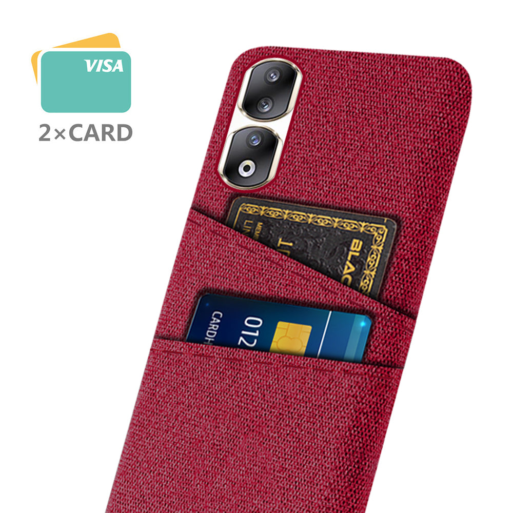 Cloth Texture Phone Cover for Honor 90 Pro , Hard PC + Cloth Protective Case with Dual Card Slots