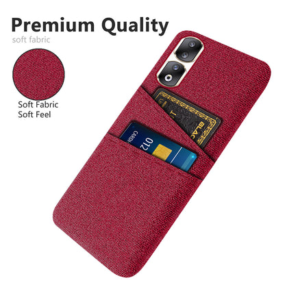 Cloth Texture Phone Cover for Honor 90 Pro , Hard PC + Cloth Protective Case with Dual Card Slots