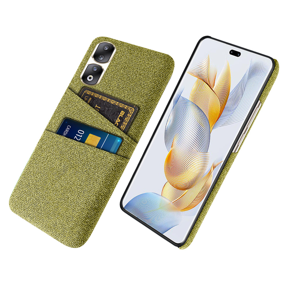 Cloth Texture Phone Cover for Honor 90 Pro , Hard PC + Cloth Protective Case with Dual Card Slots