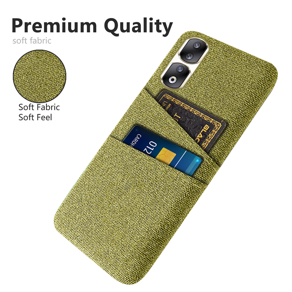 Cloth Texture Phone Cover for Honor 90 Pro , Hard PC + Cloth Protective Case with Dual Card Slots
